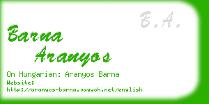 barna aranyos business card